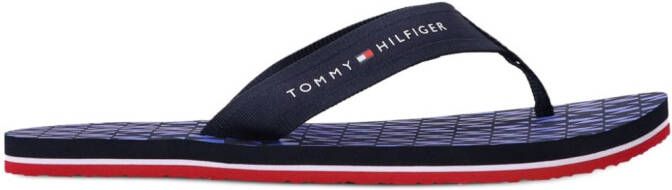 Tommy Hilfiger logo-strap geometric-print flip flops Blue