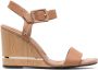 Tommy Hilfiger metallic-detail leather wedge sandals Brown - Thumbnail 1