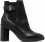 Tommy Hilfiger Monogram-Hardware leather ankle boots Black - Thumbnail 1