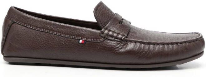 Tommy Hilfiger pebbled leather loafers Brown