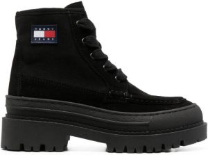 Tommy Jeans 40mm logo-patch lace-up boots Black