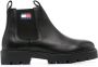 Tommy Jeans 40mm logo-patch leather boots Black - Thumbnail 1