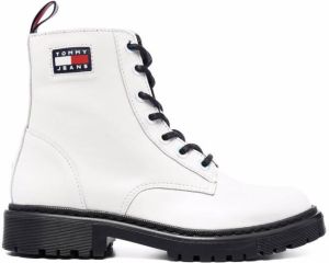 Tommy Jeans Iridescent eyelet ankle boots White