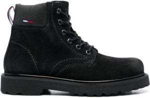 Tommy Jeans lace-up suede ankle boots Black