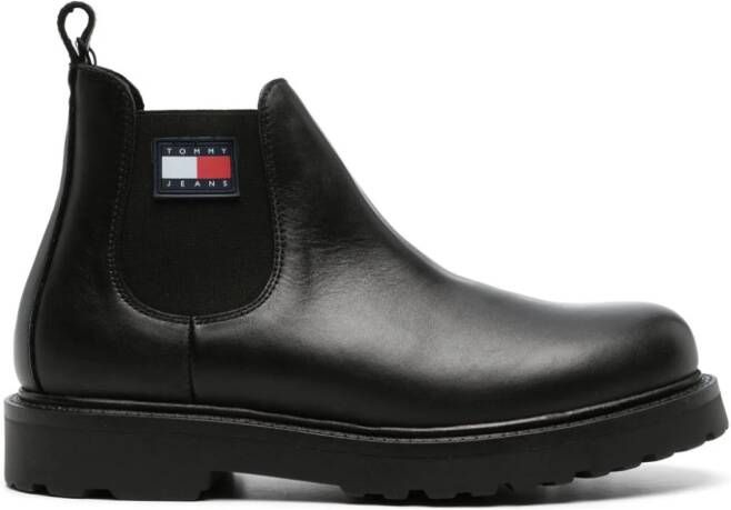 Tommy Jeans leather Chelsea boots Black