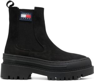 Tommy Jeans logo patch ankle boots Black