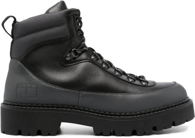 Tommy Jeans panelled leather boots Black