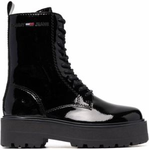 Tommy Jeans patent lace-up boots Black