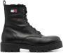Tommy Jeans side logo-patch lace-up boots Black - Thumbnail 1