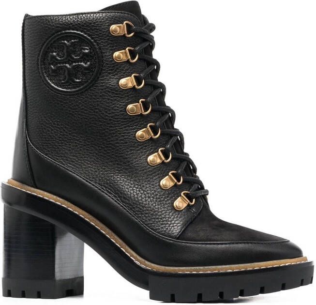 Tory Burch 100mm lace-up leather boots Black