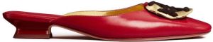Tory Burch 25mm woven-detail leather mules Red