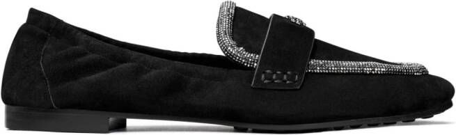 Tory Burch Ballet rhinestone-detail suede loafers Black