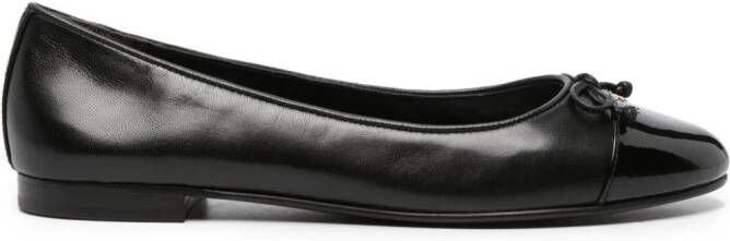 Tory Burch bow-detailing leather ballerina shoes Black
