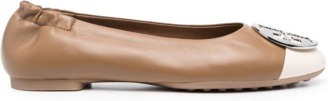 Tory Burch Claire leather ballerina shoes Brown
