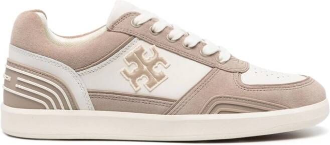 Tory Burch Clover Court panelled suede sneakers White