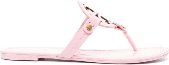 Tory Burch cut-out leather flip flops Pink