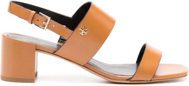 Tory Burch Double T 50mm leather sandals Brown