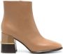 Tory Burch Double T 75mm leather ankle boots Neutrals - Thumbnail 1