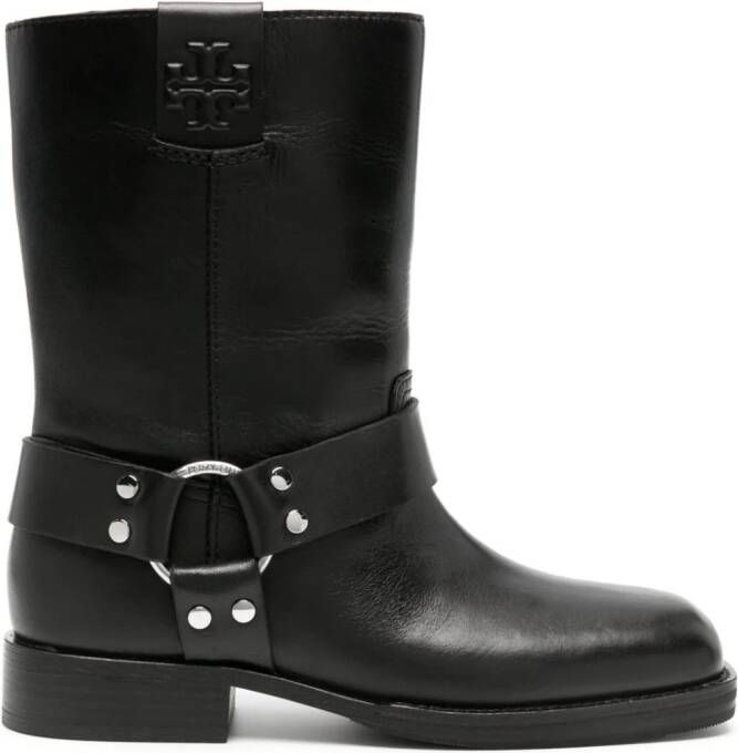 Tory Burch Double T leather ankle boots Black
