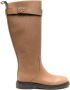 Tory Burch Double T leather knee boots Brown - Thumbnail 1