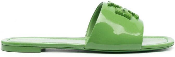 Tory Burch Eleanor patent-leather slides Green