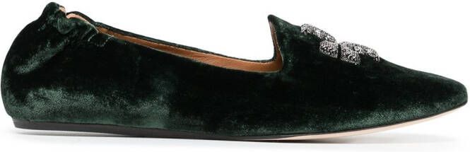 Tory Burch Eleanor velvet loafers Green