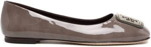 Tory Burch Georgia patent-leather ballerina-shoes Brown