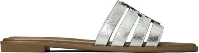 Tory Burch Ines cut-out leather slides Brown