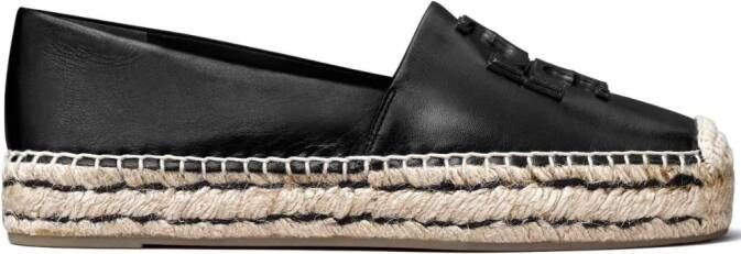 Tory Burch Ines logo-patch leather espadrilles Black