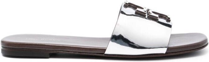 Tory Burch Ines logo-plaque flat sandals Silver