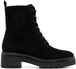 Tory Burch lace-up leather boots Black