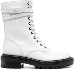 Tory Burch lace-up leather boots White