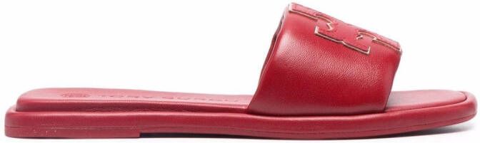 Tory Burch leather slip-on sandals Red