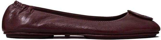 Tory Burch logo-patch detail ballerina shoes Red