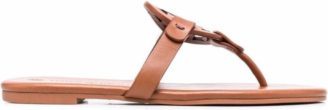 Tory Burch logo-patch detail sandals Brown