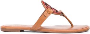 Tory Burch logo-patch sandals Brown