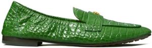 Tory Burch logo-plaque croco-embossed loafers Green