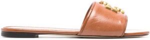 Tory Burch logo-plaque open-toe sandals Brown