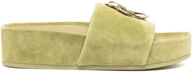Tory Burch logo-plaque platform sandals Green