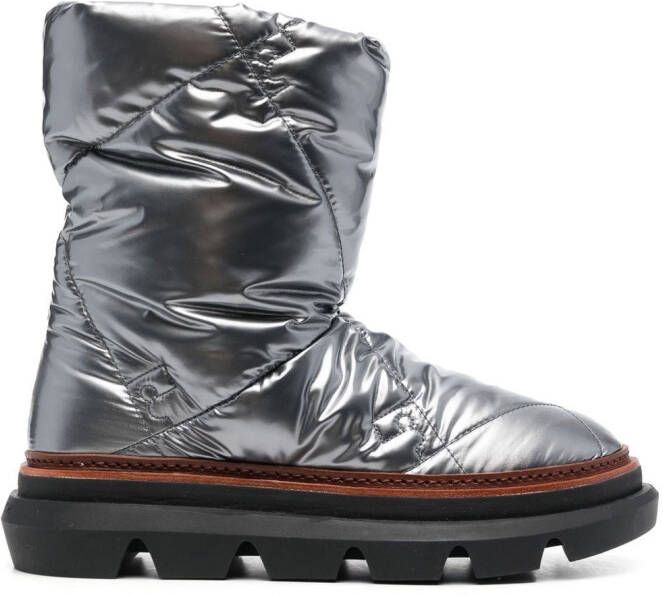 Tory Burch metallic-finish quilted boots Silver