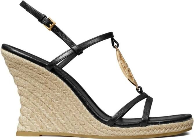 Tory Burch Miller 95mm leather wedge espadrilles Blue