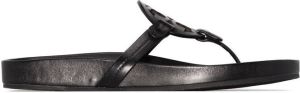 Tory Burch Miller monogram flat sandals Black