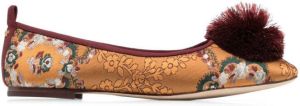 Tory Burch pom-detail ballerina shoes Brown