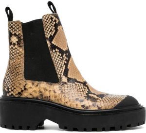 Tory Burch snakeskin-print lug Chelsea boots Brown