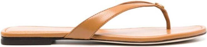 Tory Burch thong-strap leather flip flops Brown