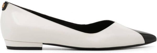 Tory Burch Triangle contrasting-toe ballerina shoes White