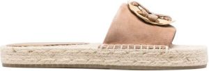 Tory Burch Woven Double T espadrille slide Brown