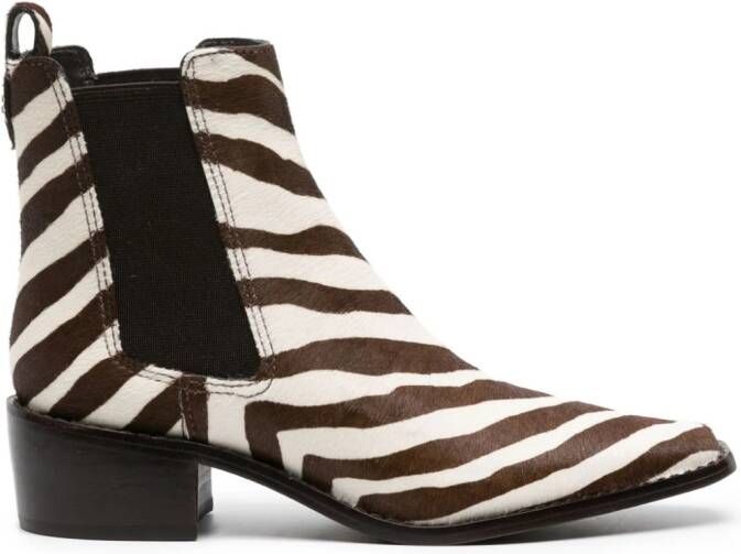 Tory Burch zebra-print leather boots Brown