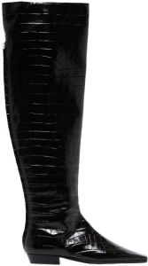 TOTEME crocodile-effect knee-high boots Black