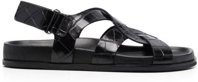 TOTEME crocodile-embossed slingback sandals Black